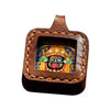 Miniature Thangka Leather Pendant — Hand-Painted Tibetan Deity Charm Buddha Tibet