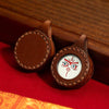 Miniature Thangka Leather Pendant — Hand-Painted Tibetan Deity Charm Buddha Tibet