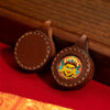 Miniature Thangka Leather Pendant — Hand-Painted Tibetan Deity Charm Buddha Tibet