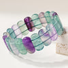 Mixed Stone Hand-Pai Bracelet — Color That Sits Flat on the Wrist - Fluorite Oval 22×10.5mmBuddha Tibet