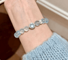 Moonstone & Aquamarine Bead Bracelet — Soft Glow Charm for Luck & Love Buddha Tibet