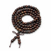 Multi-Wood 108-Bead Mala Bracelet — Natural Wood Prayer Beads for Daily Wear & Meditation - Black Leather Wood 6mmBuddha Tibet