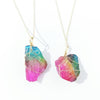 Multicolored Tourmaline Crystal Necklace — Handwrapped Cross Chain Pendant - Buddha Tibet xd00087