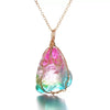 Multicolored Tourmaline Crystal Necklace — Handwrapped Cross Chain Pendant - Buddha Tibet xd00087