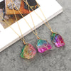Multicolored Tourmaline Crystal Necklace — Handwrapped Cross Chain Pendant - Buddha Tibet xd00087