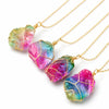 Multicolored Tourmaline Crystal Necklace — Handwrapped Cross Chain Pendant Buddha Tibet
