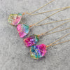 Multicolored Tourmaline Crystal Necklace — Handwrapped Cross Chain Pendant - Buddha Tibet xd00087