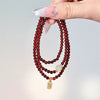 Natural Garnet Triple Wrap Bracelet — Chinese Good Fortune Charm with Jade & Stone Beads Buddha Tibet