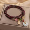 Natural Garnet Wealth Bracelet — Feng Shui Peace Clasp Pendant for Good Fortune - Buddha Tibet