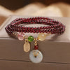 Natural Garnet Wealth Bracelet — Feng Shui Peace Clasp Pendant for Good Fortune - Buddha Tibet