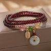 Natural Garnet Wealth Bracelet — Feng Shui Peace Clasp Pendant for Good Fortune - Buddha Tibet