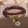 Natural Garnet Wealth Bracelet — Feng Shui Peace Clasp Pendant for Good Fortune - Buddha Tibet