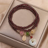 Natural Garnet Wealth Bracelet — Feng Shui Peace Clasp Pendant for Good Fortune - Buddha Tibet