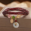 Natural Garnet Wealth Bracelet — Feng Shui Peace Clasp Pendant for Good Fortune - Buddha Tibet