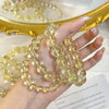 Natural Lemon Citrine Bracelet — Clear Crystal Strand For Prosperity, Three Clarity Grades - 3A (Slight Cloud)7-8mmBuddha Tibet