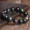 Natural Rainbow Obsidian Bracelet — Volcanic Stone That Shows Its Colors in the Light - Buddha Tibet xd00110