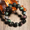 Natural Rainbow Obsidian Bracelet — Volcanic Stone That Shows Its Colors in the Light - Buddha Tibet xd00110