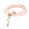 Natural Rose Quartz & Zircon Bracelet — Elegant Beaded Strand for Love & Inner Calm - Pink Lady — Double WrapBuddha Tibet