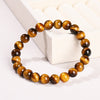 Natural Tiger Eye Bead Bracelet — 5 Grades From 1A to 5A, Plus Diamond-Cut Faceted - 5A Natural Yellow Tiger Eye6mmBuddha Tibet