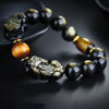 Obsidian Bracelet - Gold Obsidian Double PiuXiu - Buddha Tibet xd00013