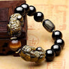 Obsidian Bracelet - Gold Obsidian Double PiuXiu - Buddha Tibet xd00013