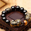 Obsidian Bracelet - Gold Obsidian Double PiuXiu - Buddha Tibet xd00013