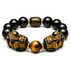 Obsidian Bracelet - Gold Obsidian Double PiuXiu Buddha Tibet