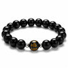 Obsidian Bracelet with Six-Character Mantra — Luck and Protection Buddha Tibet