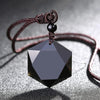 Obsidian Necklace - Merkaba Pendant Talisman - Buddha Tibet xd00009