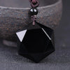 Obsidian Necklace - Merkaba Pendant Talisman - Buddha Tibet xd00009
