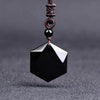 Obsidian Necklace - Merkaba Pendant Talisman - Buddha Tibet xd00009