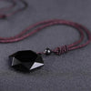 Obsidian Necklace - Merkaba Pendant Talisman - Buddha Tibet xd00009