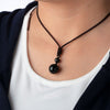 Obsidian Necklace - Rainbow Obsidian - Buddha Tibet xd00041