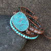 Ocean Jasper Leather Wrap Bracelet — Multi-Layer Stone Bracelet for Calm & Inner Balance - Buddha Tibet xd00139
