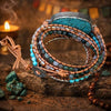 Ocean Jasper Leather Wrap Bracelet — Multi-Layer Stone Bracelet for Calm & Inner Balance - Buddha Tibet xd00139