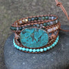 Ocean Jasper Leather Wrap Bracelet — Multi-Layer Stone Bracelet for Calm & Inner Balance - Buddha Tibet xd00139