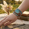 Ocean Jasper Leather Wrap Bracelet — Multi-Layer Stone Bracelet for Calm & Inner Balance - Buddha Tibet xd00139