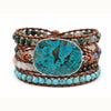 Ocean Jasper Leather Wrap Bracelet — Multi-Layer Stone Bracelet for Calm & Inner Balance Buddha Tibet