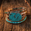 Ocean Jasper Leather Wrap Bracelet — Multi-Layer Stone Bracelet for Calm & Inner Balance - Buddha Tibet xd00139