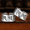 Om Mani Padme Hum & Heart Sutra Ring — Two Teachings, One Hand - Buddha Tibet xd00103