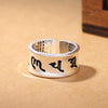 Om Mani Padme Hum & Heart Sutra Ring — Two Teachings, One Hand - Buddha Tibet xd00103