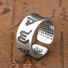 Om Mani Padme Hum & Heart Sutra Ring — Two Teachings, One Hand - Buddha Tibet xd00103