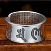 Om Mani Padme Hum & Heart Sutra Ring — Two Teachings, One Hand - Buddha Tibet xd00103