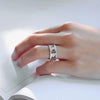 Om Mani Padme Hum & Heart Sutra Ring — Two Teachings, One Hand - Buddha Tibet xd00103