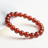 Orange Garnet Bead Bracelet — Bright Round-Bead Color - 5A Orange-Red Garnet7 mm Single Strand, approx. 25 beadsBuddha Tibet