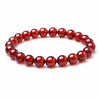 Orange Garnet Bead Bracelet — Clear Amber-Red Round Beads Buddha Tibet