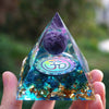 Orgone Pyramid - Amethyst OM Symbol - Buddha Tibet xd00029