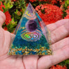 Orgone Pyramid - Amethyst OM Symbol - Buddha Tibet xd00029