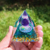 Orgone Pyramid - Amethyst OM Symbol - Buddha Tibet xd00029