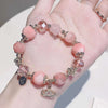 Peach Blossom Starry Sky Pink Crystal Bracelet — Romance & Love Luck Charm for Women Buddha Tibet